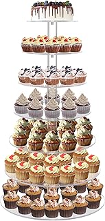 YestBuy Cupcake Stand, Acrylic Cupcake Tower Tree, 7 Tier Large Cupcake Holder for Pastry, Clear Cupcake Dispaly Stand for Party, Wedding, Baby Shower