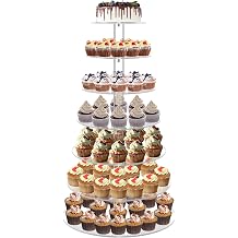 YestBuy - Cupcake Stand, Acrylic Cupcake Tower Tree, 7 Tier Large Pastry Stand, Clear Cupcake Stand for Party, Wedding, Baby Shower