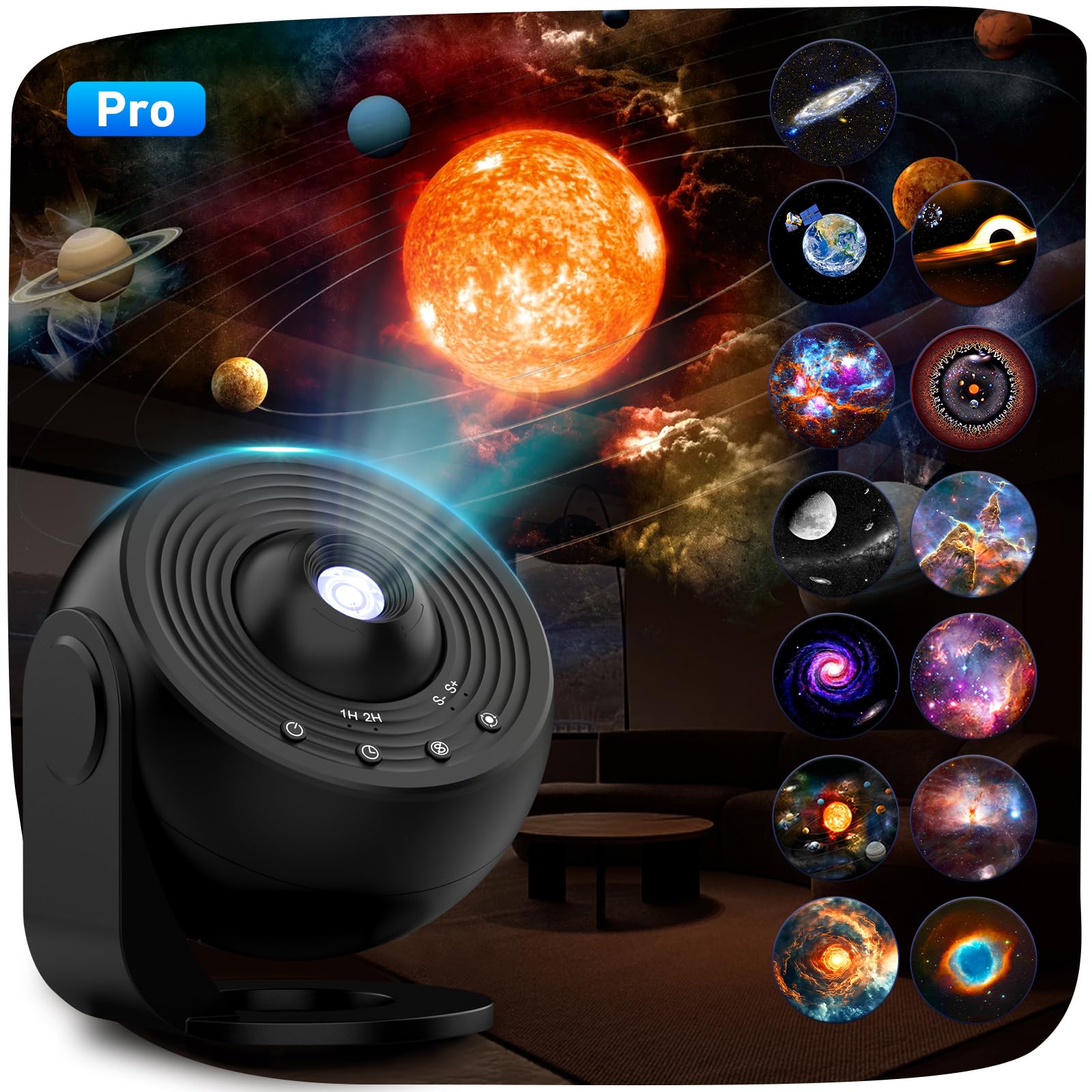 YunLone Home Planetario Nebulosa Luna Pianeti Stella Proiettore da soffitto con 13pcs Film Discs, Quite, Luce notturna lampada di proiezione