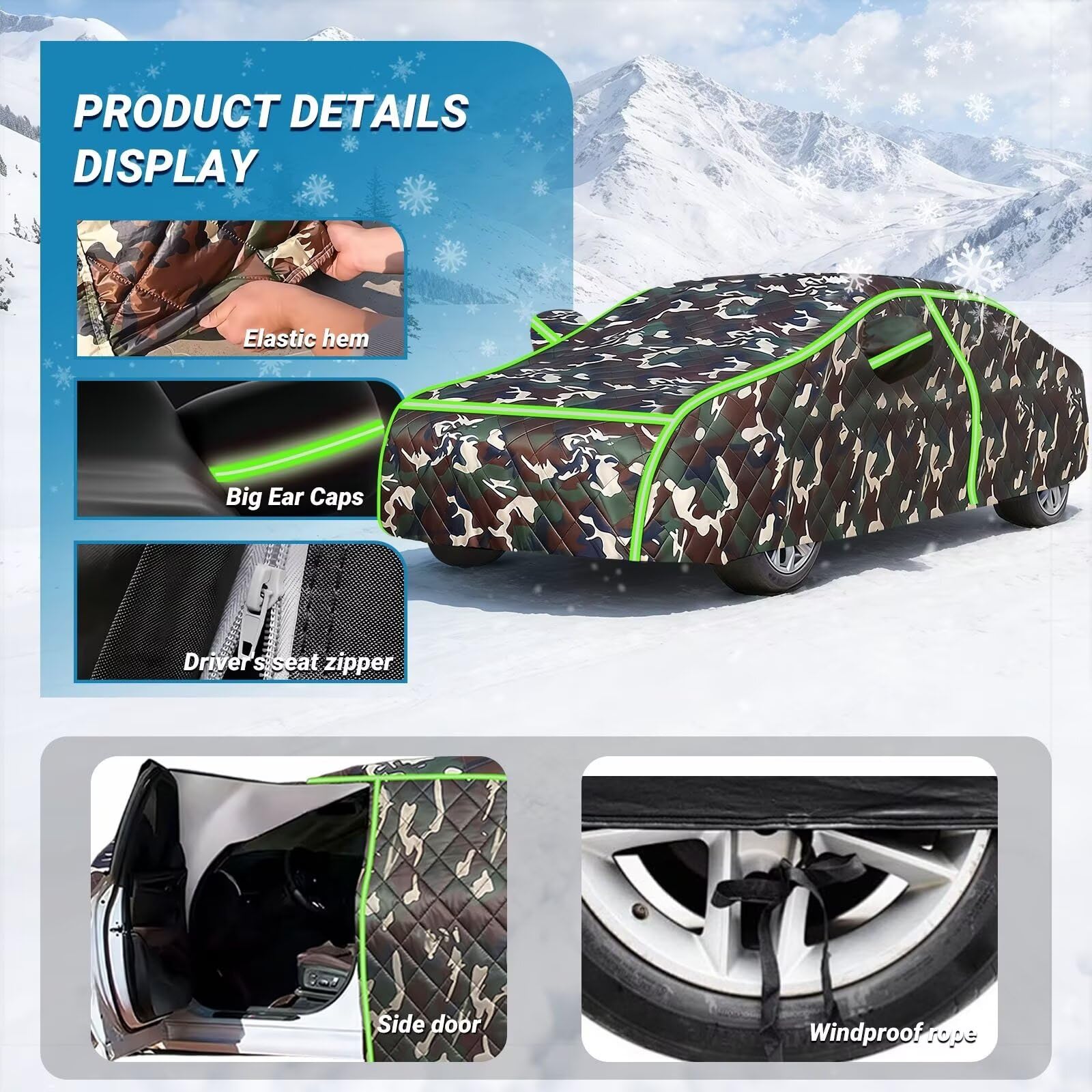 Funda Coche contra Granizo para Renault Megane R.S. Trophy|4369x1874x1445mm|Lona Coche Personalizada Todas Estaciones,Aislante,Transpirable,Impermeable y Resistente,con Cremallera