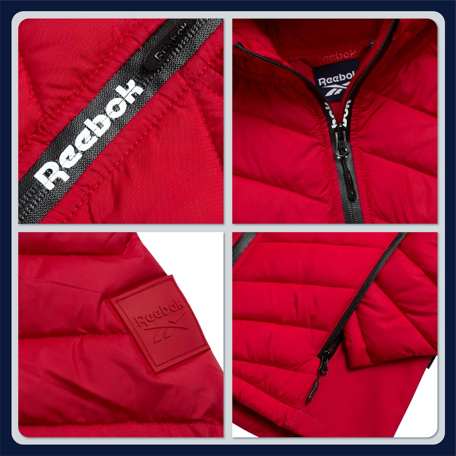 Reebok Womens Puffer Jacket - Midweight Quilted Snow Glacier Shield Full Zip Winter Coat for Women with Hood & Zip Pockets - Image 4