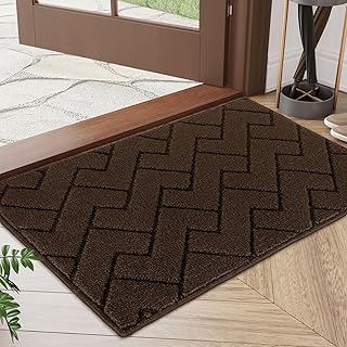 Indoor Doormat,Front Back Door Mat Rubber Backing Non Slip Door Mats 20”x31.5” Absorbent Resist Dirt Entrance Doormat Inside Floor Mats for Entryway Machine Washable Low-Profile (Coffee)