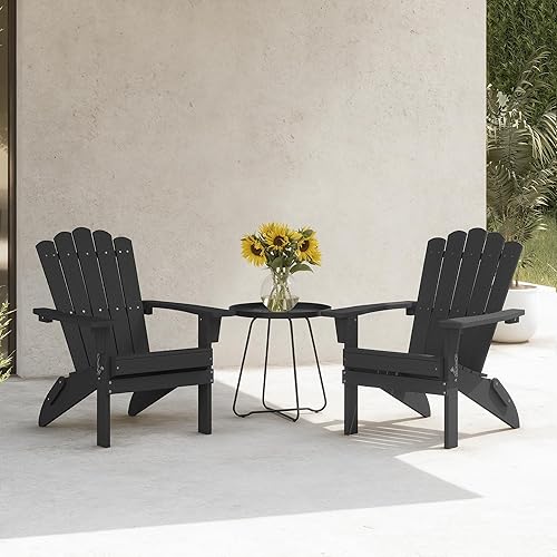 Miniatura 6 de Juego de 2 sillas Adirondack plegables de polietileno de alta densidad resistentes a la intemperie con reposabrazos anchos y respaldo alto, silla