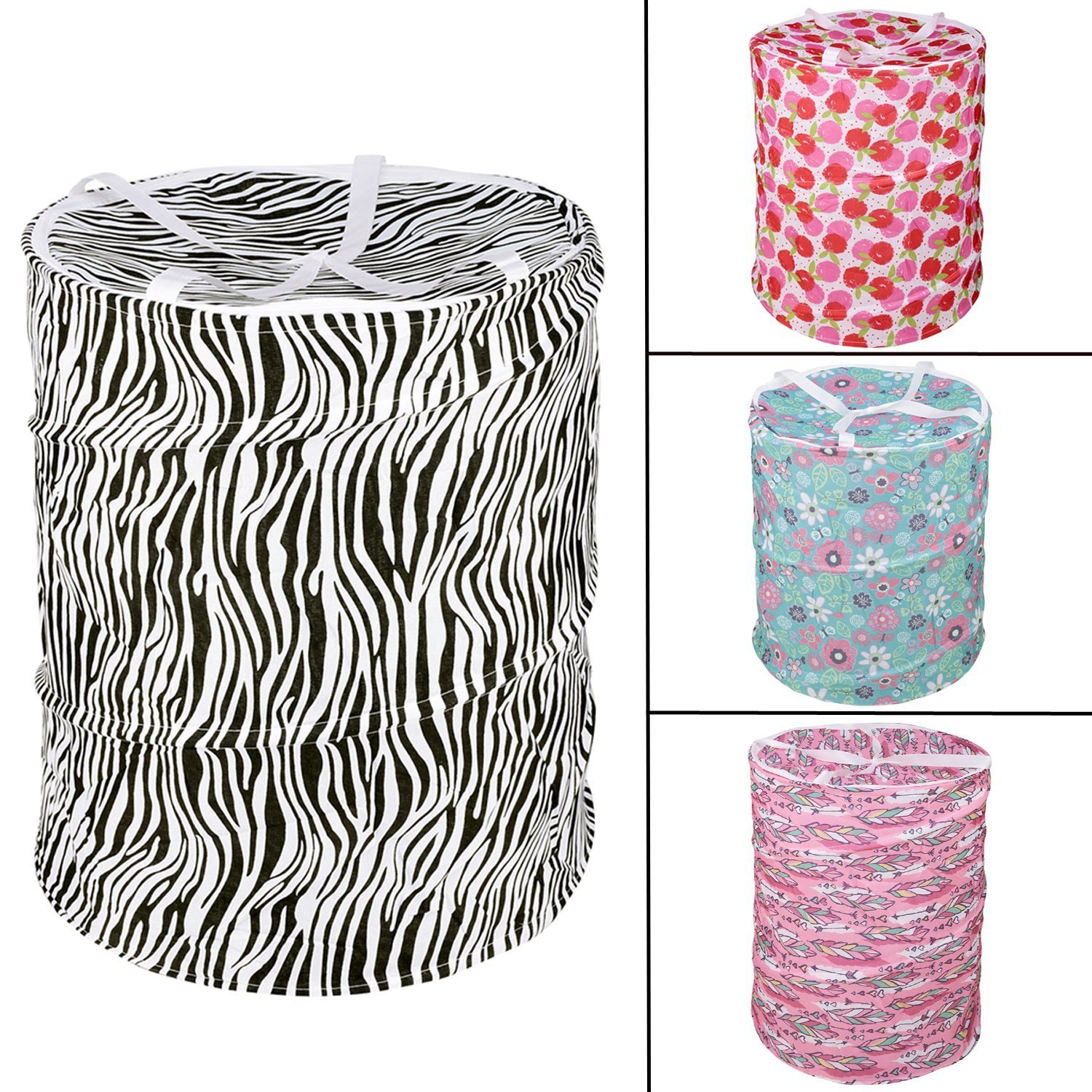 shopper 52.com shopper 52 Cotton Multipurpose Foldable and Collapsible Pop-Up Round Laundry Bag Basket with Zippered Lid (14x14x23-inches)-image-39