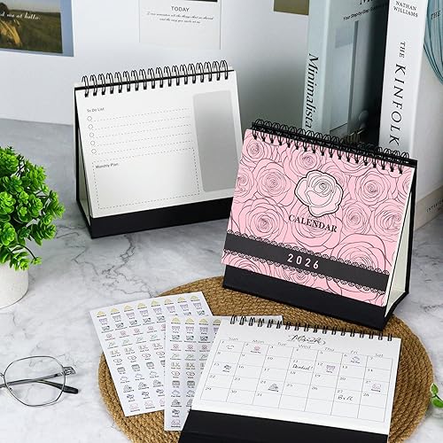 Miniatura 4 de Multibey Calendario de escritorio 2025-2026, calendario de escritorio pequeño abatible de 6.5 x 6.5 pulgadas, julio 2025-diciembre 2026, calendario