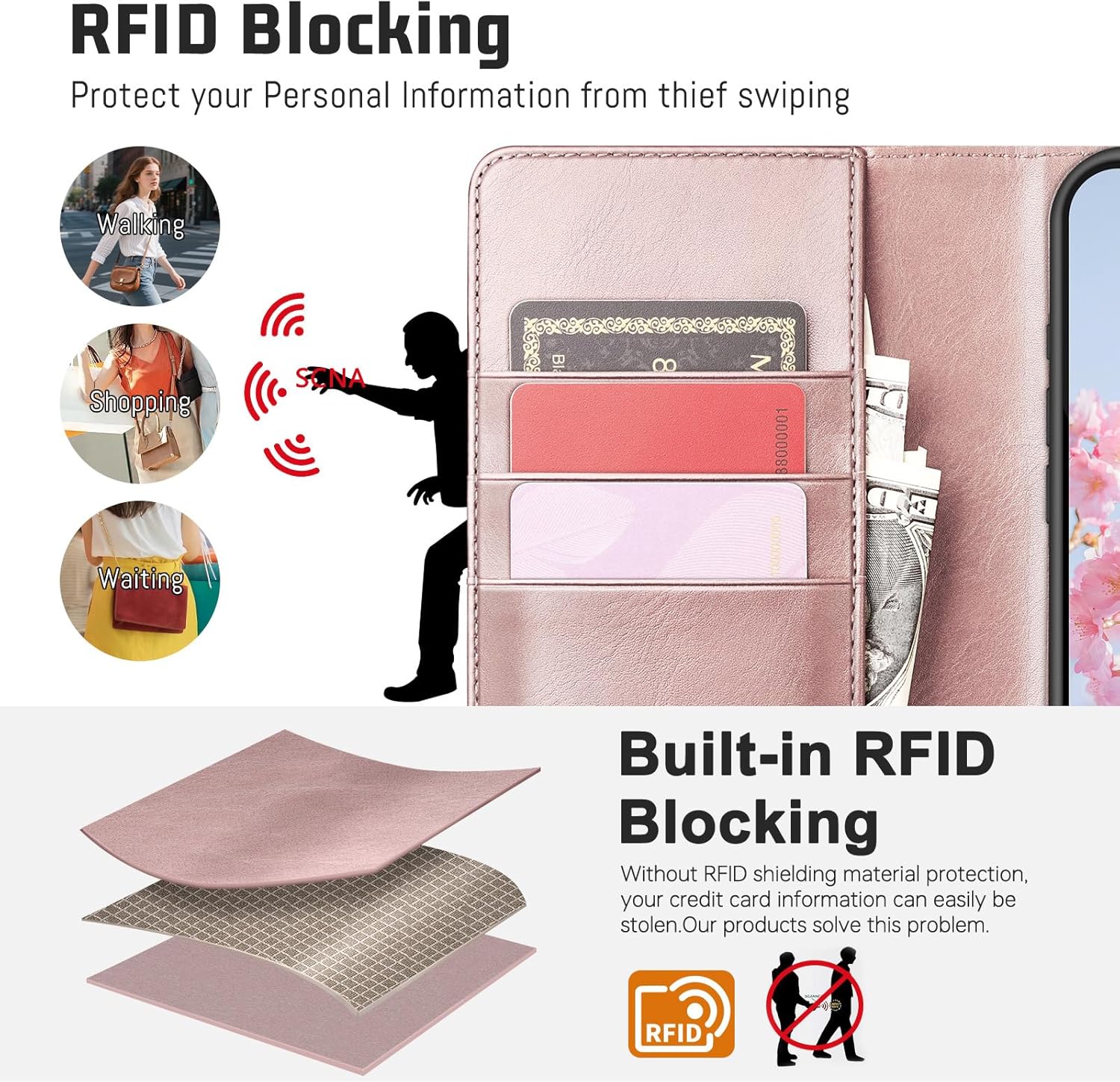 DJBull 2-in-1 Detachable Wallet Case for iPhone 16 Pro Max 6.9" RFID Blocking Flip Folio with Card Holder | PU Leather Shockproof Protective Cover Women Men for Apple 16 Pro Max Phone Case Pink