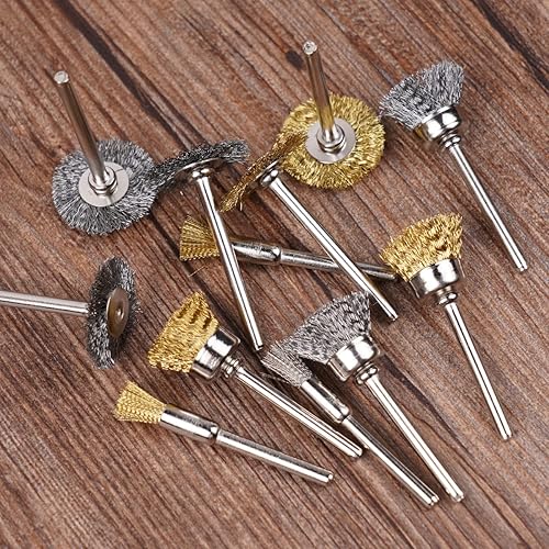 Miniatura 9 de Juego de cepillos de alambre para ruedas, 8 piezas de vástago hexagonal grueso de 14 pulgadas, rueda de alambre de acero al carbono prensado grueso