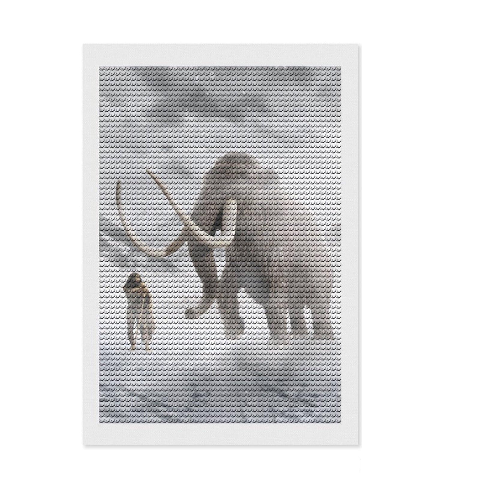 Junmoney The Mammut Diamond Painting Canvas Set 8"x12", for Beginners, Nice Detail and Sparkle, Farmhouse Decor, Festive Craft Gift