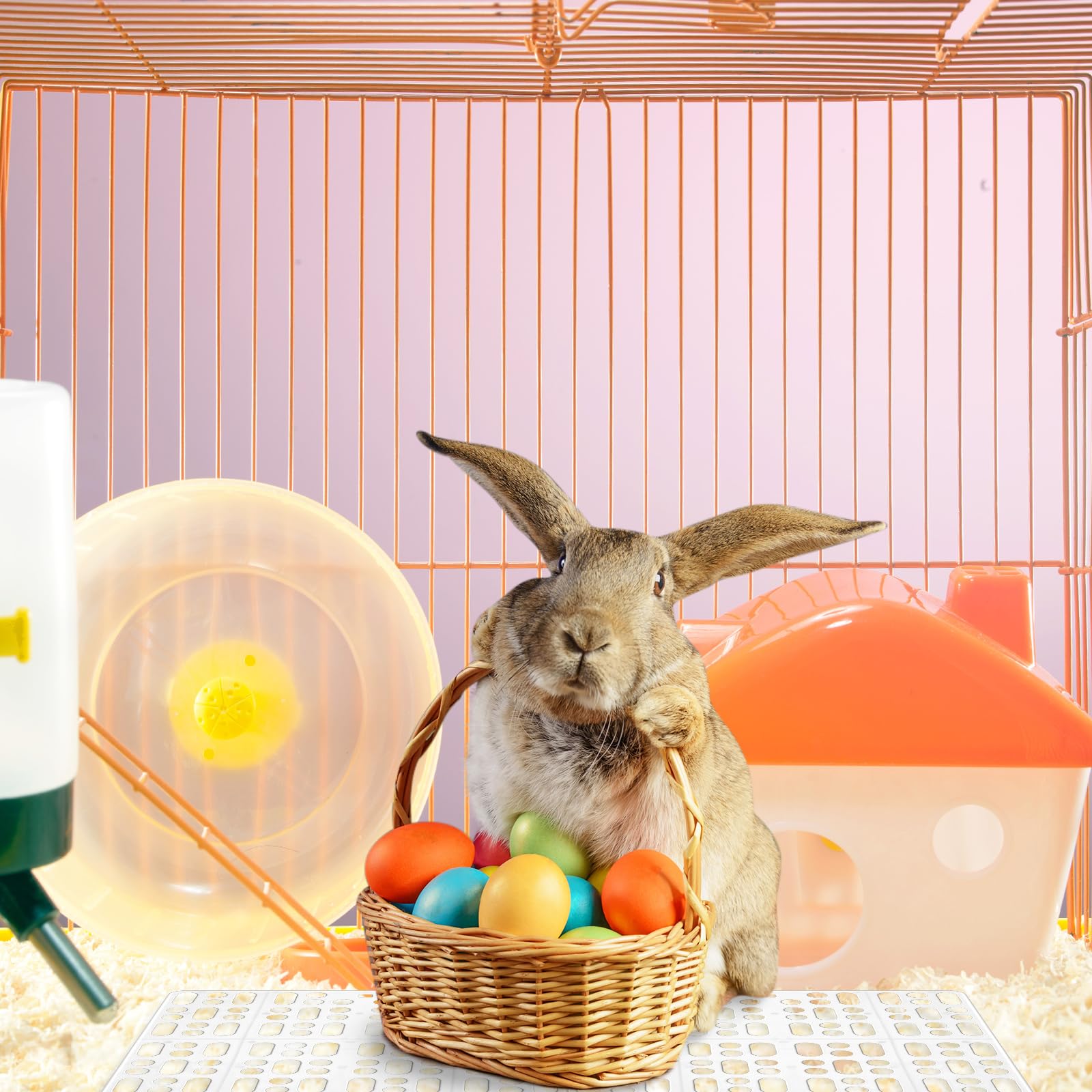 BBTO Kaninchenkäfigmatte aus Kunststoff, langlebig, für kleine Tiere, mit praktischen Verbindungen, Hasen-Pads für einfache Reinigung, für Kaninchen, Ratten, Meerschweinchen, Katzen, Weiß, 24 Stück