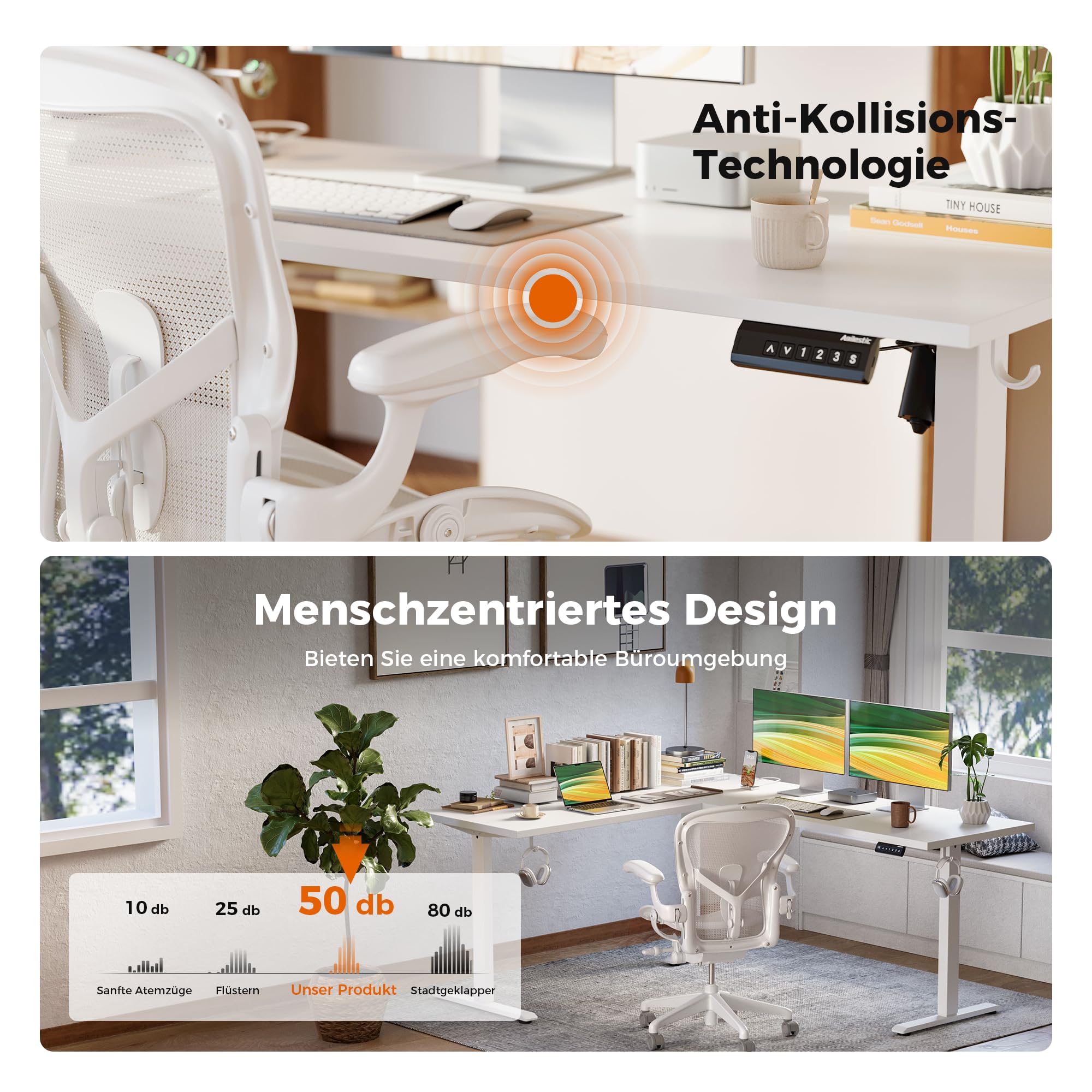 Agilestic L-förmig Höhenverstellbarer Schreibtisch mit den Maßen 190 x 155 cm, Ergonomischer Computertisch mit Stehen und Sitzen, Konzipiert für Eckräume, Weiß