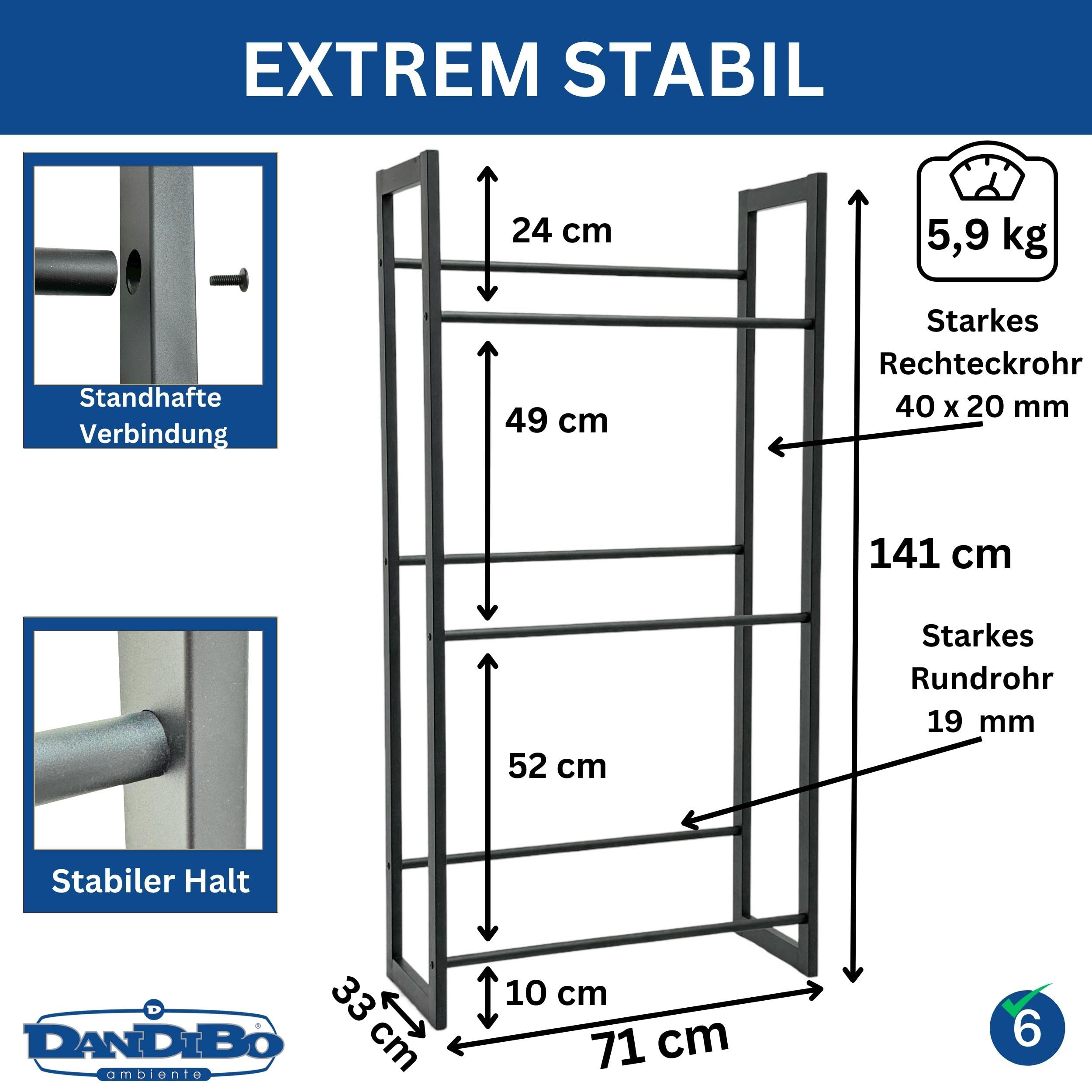DanDiBo Getränkekistenregal 6 Kisten Schwarz Metall Stehend 96563 Getränkekistenhalter 71 cm Obstkistenständer Flaschenkistenregal