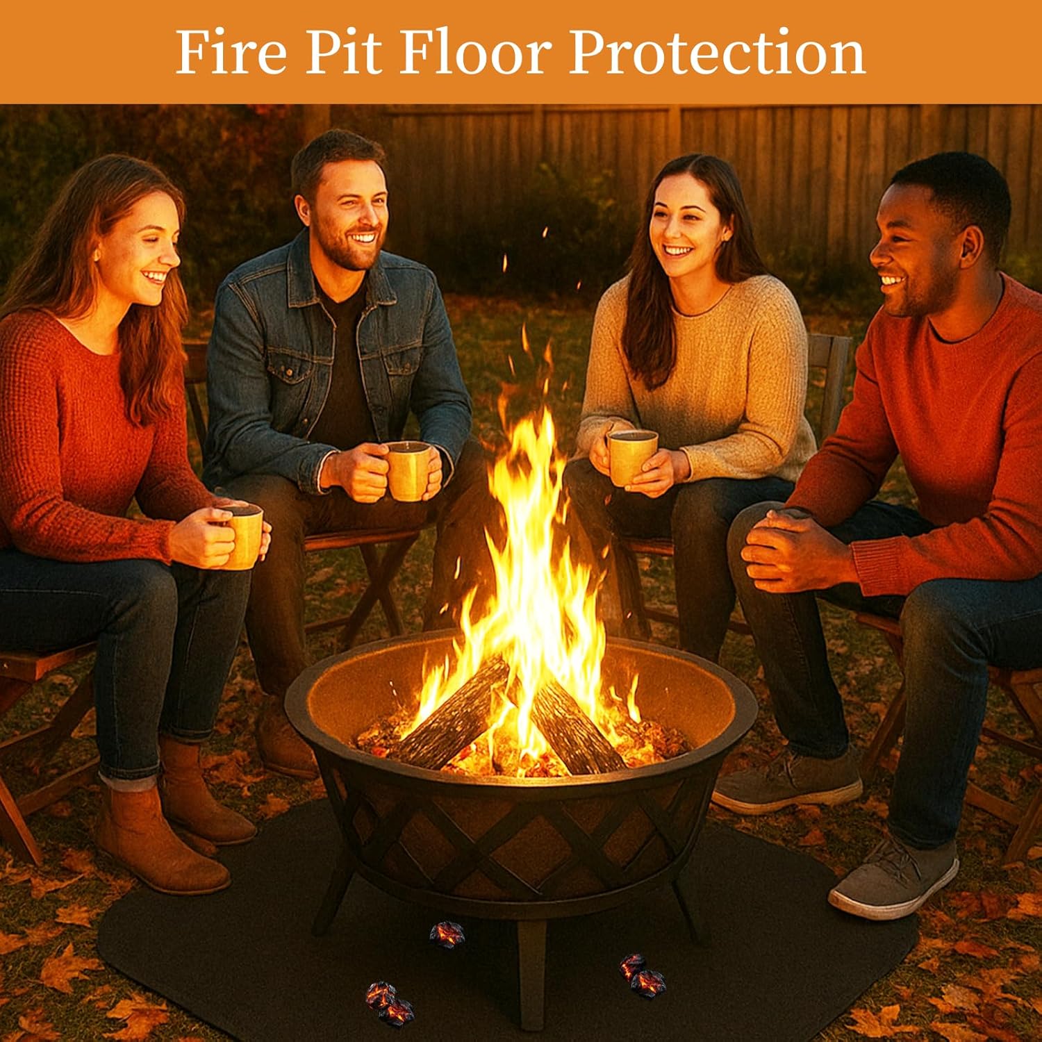 Fireplace Fireproof Mat 48×30 inch Heat Resistant Hearth Rug for Fireplace Floor Protection, Fire Pit & Wood Stove Mat, Non-Slip Fire Resistant Pad Protects Carpet & Hardwood Floors