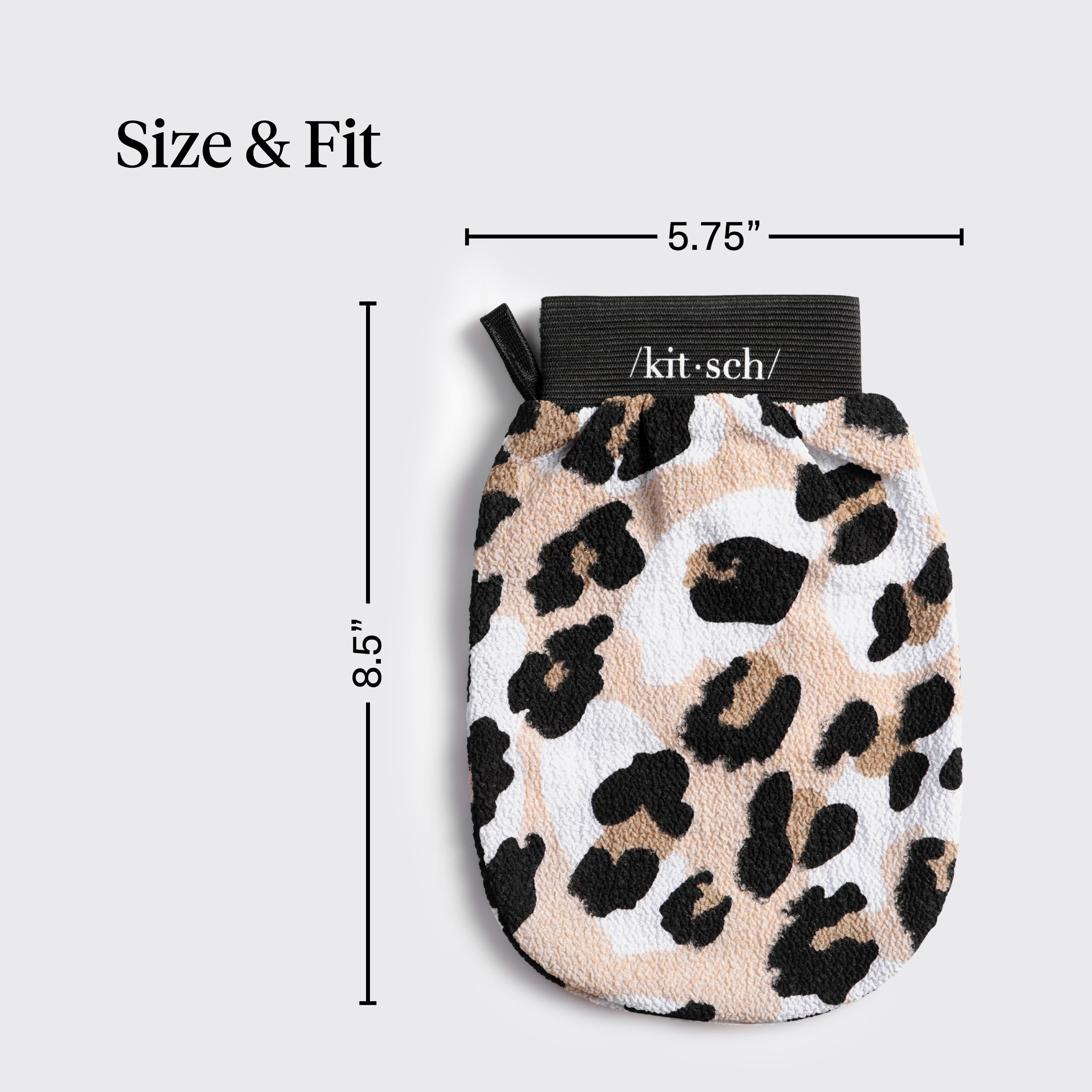 Kitsch Exfoliating Gloves – Korean Exfoliating Mitt and Deep Exfoliating Body Scrubber for Shower Bath, Body Scrubber Exfoliator, Dead Skin Remover, Skin Care for Smooth Renewed Skin - 1pc, Leopard