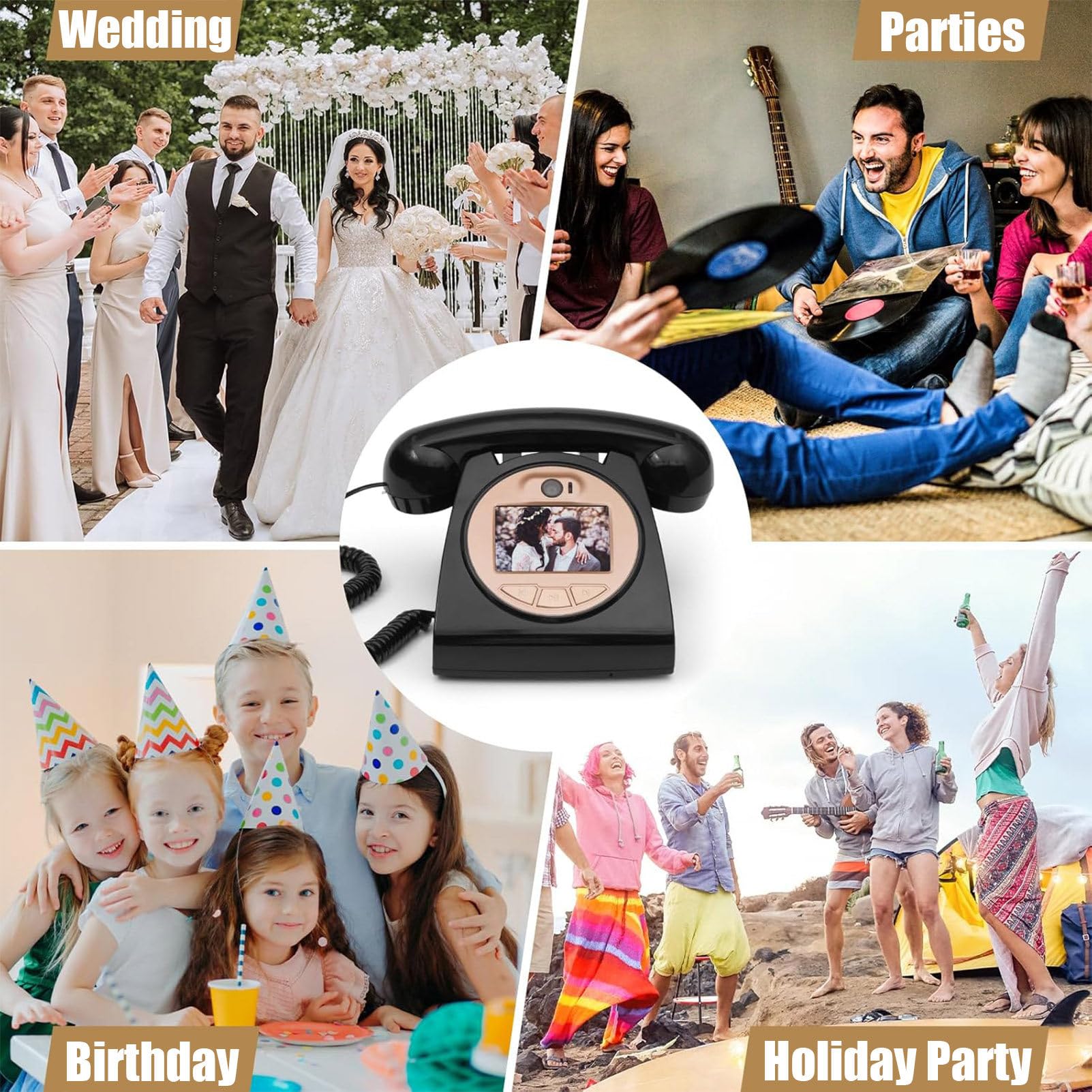 Video Audio Guest Book Telefono, Registrazione 1080P, Personalizzabile per Matrimoni ed Eventi Memorie