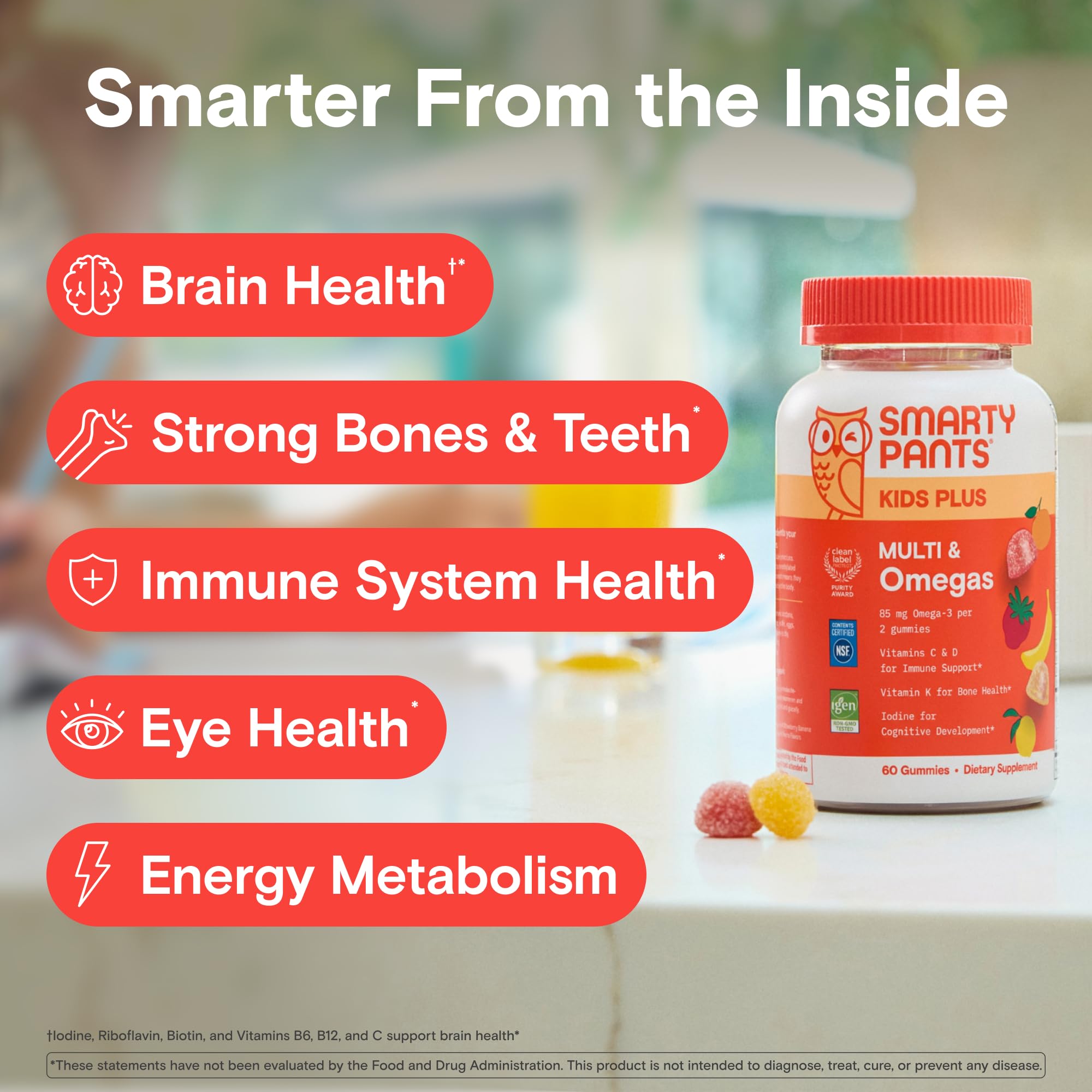 SmartyPants Kids Multivitamin Gummies, Vitamin D & C, Omega 3, Zinc, 60 Ct view 3