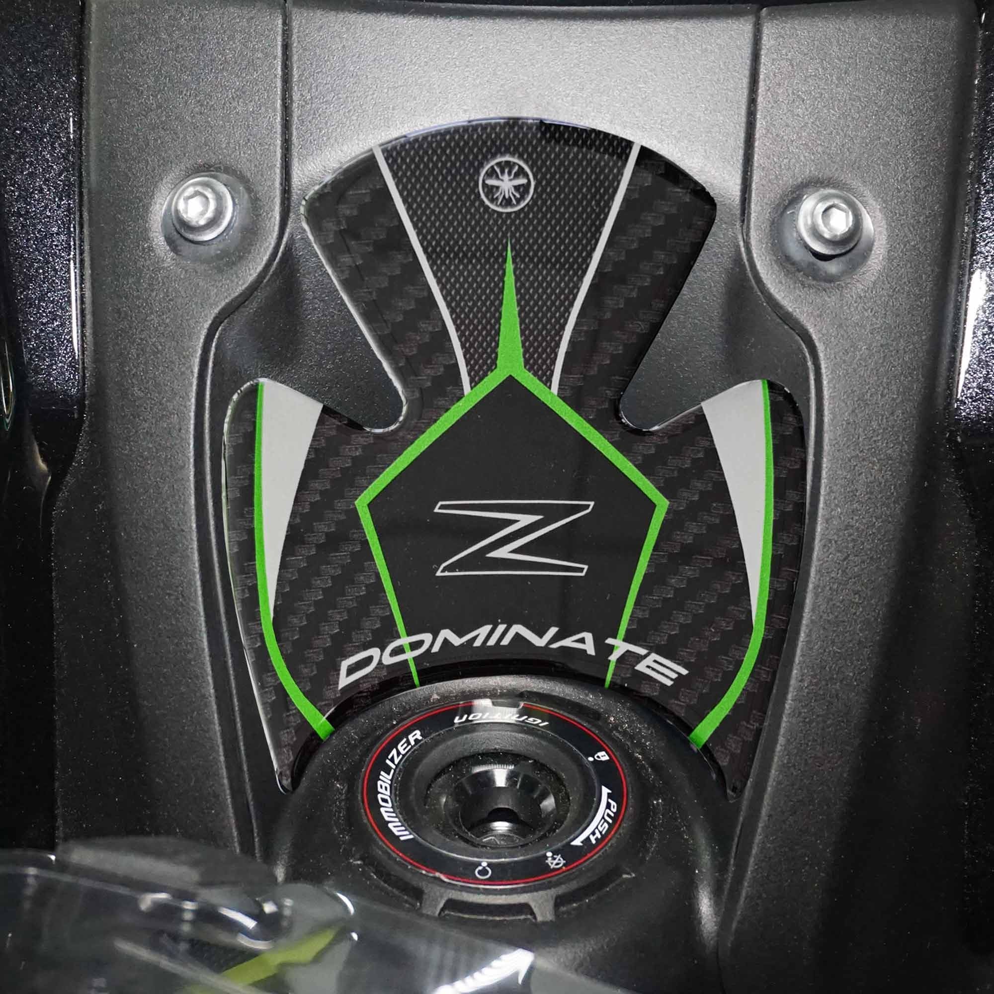 3D Sticker Motorcycle Ignition Key Area Protection and Decoration in Resin Compatible with Kawasaki Z900 2018-2024 Color Green