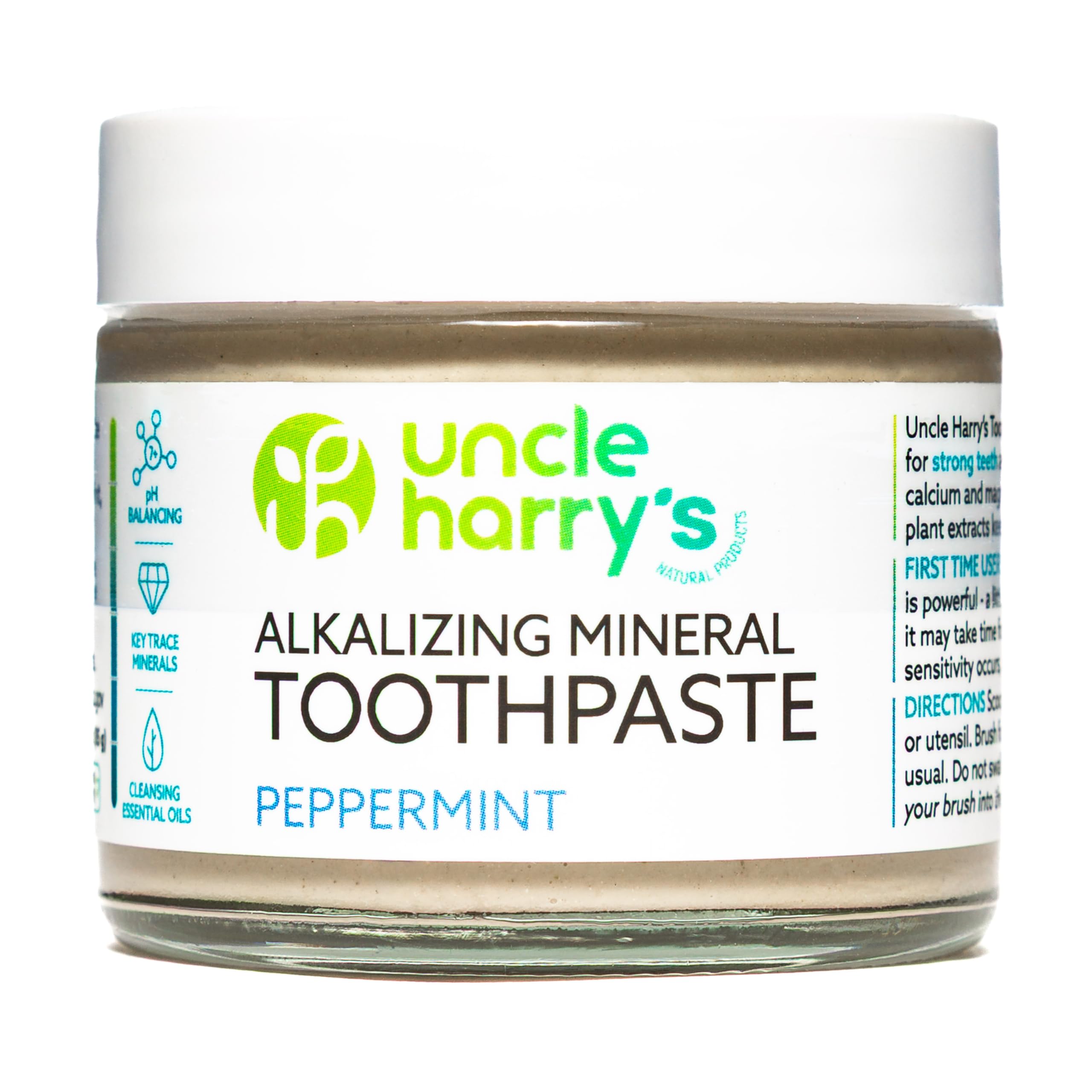 Uncle Harry'sPeppermint Remineralizing Toothpaste | Natural Whitening Tooth Paste Freshens Breath & Promotes Enamel | Vegan Fluoride Free Toothpaste