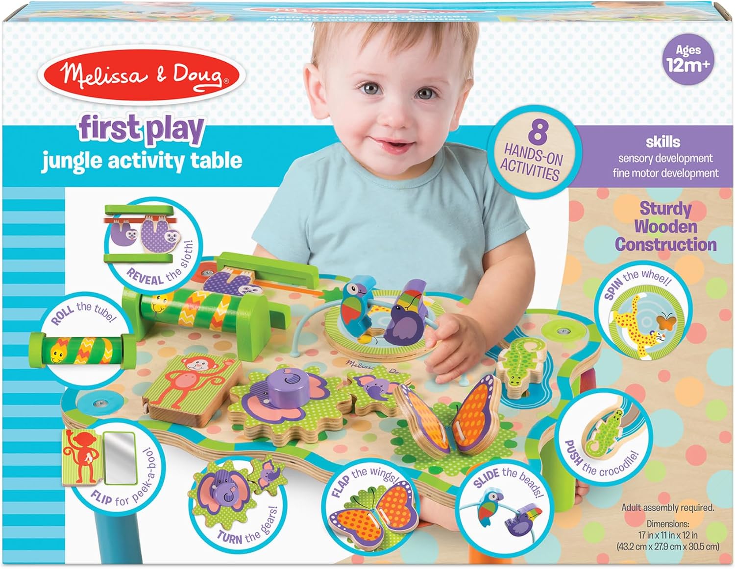 Melissa & Doug Jungle Activity Table Baby Play Wooden Toy 3+ Gift for Boy or Girl