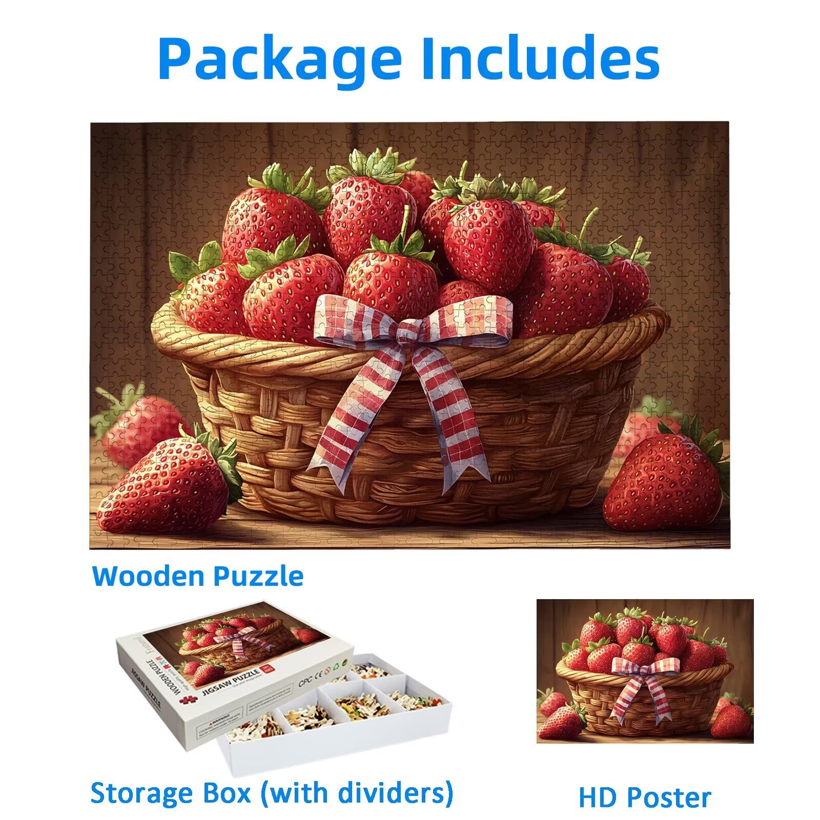 Puzzle 1000 Piezas, Puzzle Fresa con Caja para Adultos, DIY Fruta Rompecabezas Madera para Adultos, 1000 Piezas Rompecabezas Desafiante, para Decoracion Hogar, Regalo Mujer, Regalo Hombres, -2908
