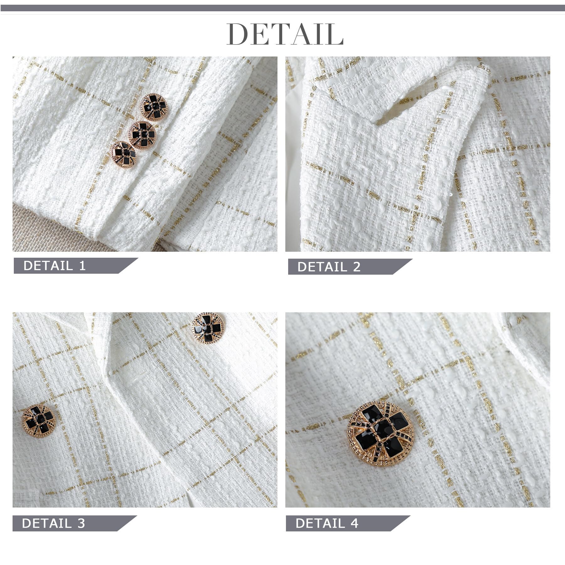 YYNUDA Abito da donna blazer tweed elegante blazer giacca plaid casual a maniche lunghe da donna giacca per ufficio