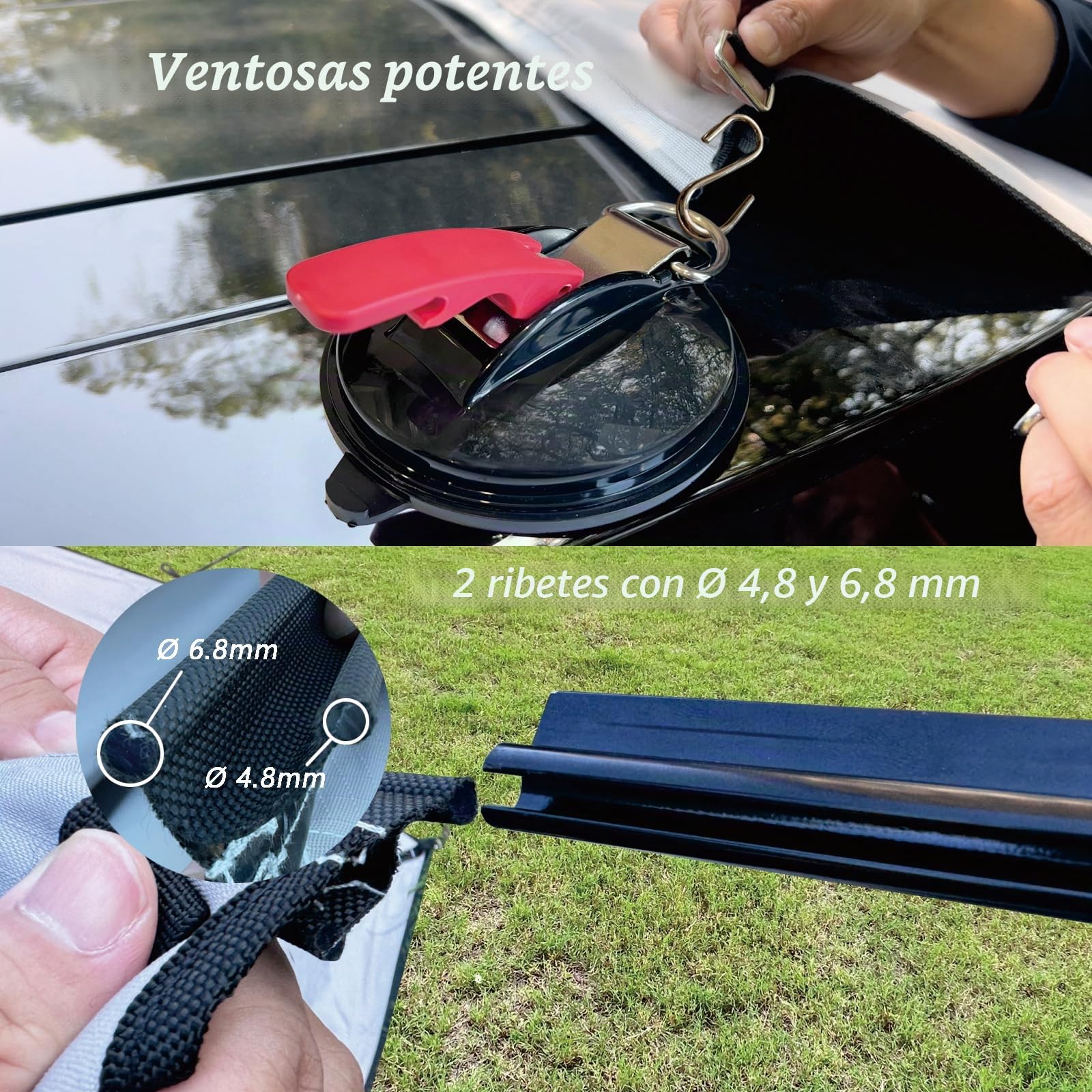 Dulepax SUV Awning 2.5M Gris, Toldo para Coche y Furgoneta Camper, 2 Tubos (Diámetro 4,8 y 6,8 mm), Impermeable, Lateral, Apto para Caravanas
