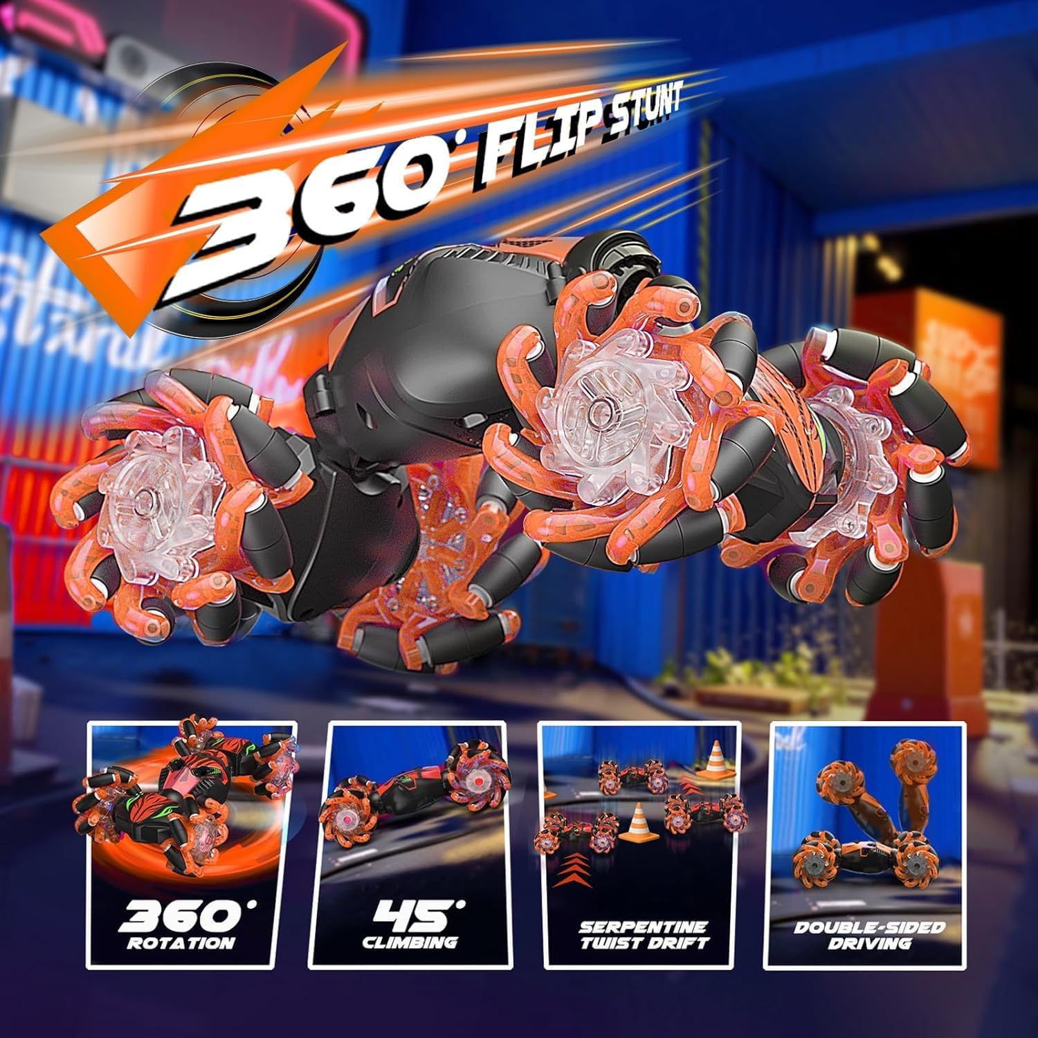 1:16 Gesture Sensing RC Stunt Car, Hand Controlled Remote Control Twist Cars with Light & Music, 4WD 360° Rotate Transform Drift, Gifts for 8-12 Kids Age 8 9 10 11 12 Yrs Old‌