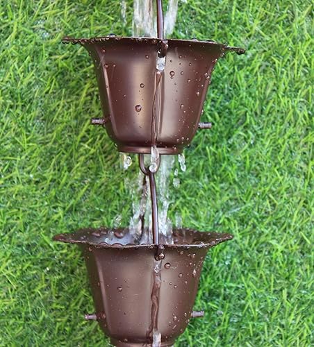 Miniatura 3 de KAM Home - Kit de instalación de cadena de lluvia con perno de latón y adaptador de canaleta (10 pies, marrón)