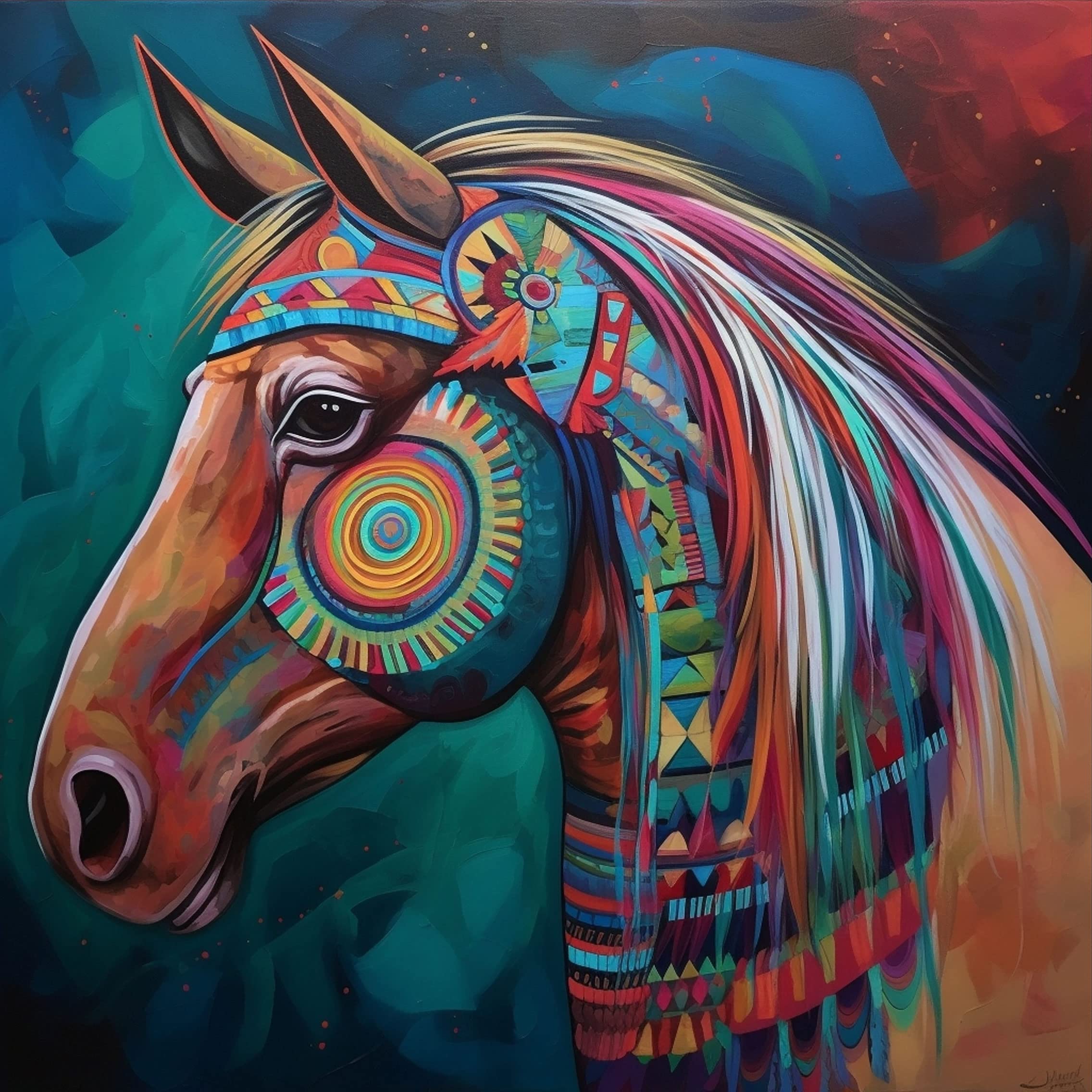 PAMMUQ Paint by Numbers for Adults 16x20 inch Canvas Adults' Paint by Number Kits on Canvas DIY Oil Painting by Numbers for Adults -Watercolor Animal Horse(ST20)