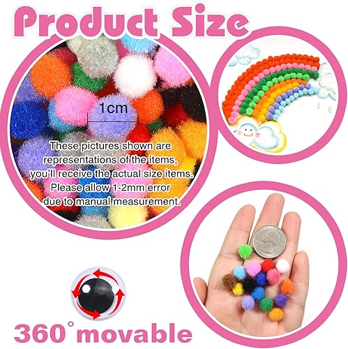 Miniatura 2 de TOAOB - 1900 pompones surtidos de 04in bolas de pompones mullidas multicolor suministros de arte para manualidades creativas y decoraciones