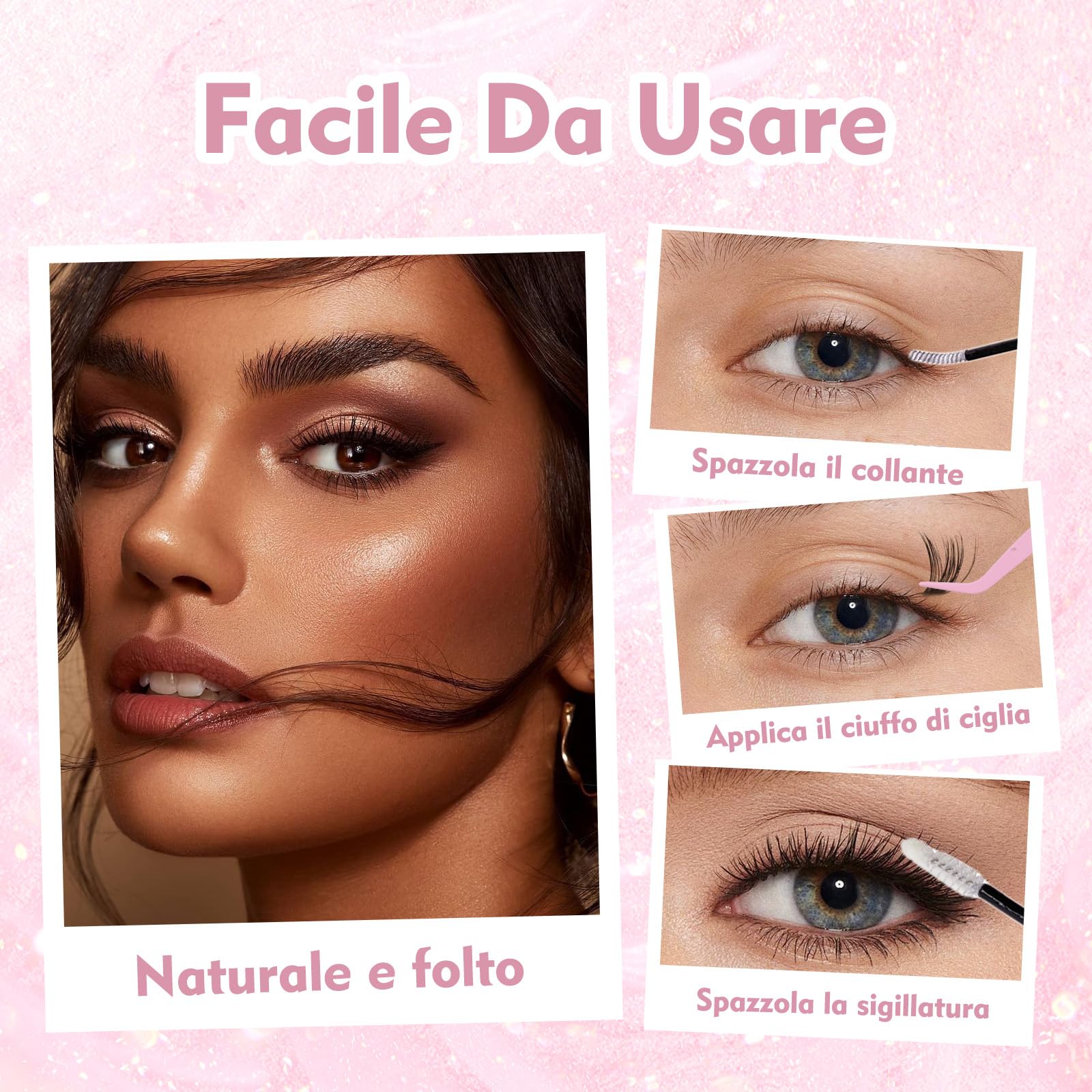 VEGCOO 560 Pezzi Ciglia Finte Extension Ciglia, 60-80-100D Curl Ciglia Finte Ciuffetti, 8-16mm Kit di Extension per Ciglia, DIY Eyelash Extension per Ragazze e Donne Principianti