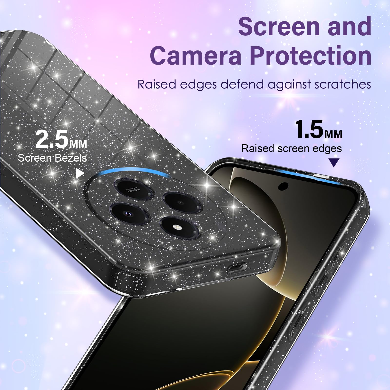 Glitzer Hülle Für Xiaomi Redmi 14C – Transparent Mit Bling, Stoßfest & Kratzfest – TPU-Silikon Mit Schutzrand
