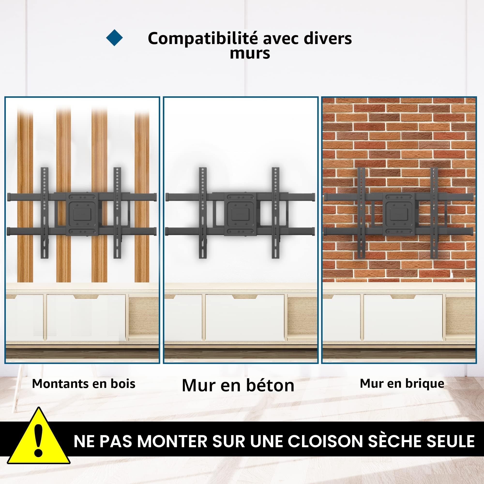 BONTEC Support Mural TV à Extra Longue Portée 1040 mm pour Écrans Plats/Incurvés LCD/LED/OLED de 32 à 75 Pouces jusqu'à 60 kg, Support TV Mural Pivotant, Inclinable et Rotatif, Max VESA 600x400 mm