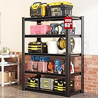 Vista 11 de Estantería de garaje resistente, estantes de almacenamiento de metal, estantería de metal ajustable de 5 niveles, estante industrial para garaje