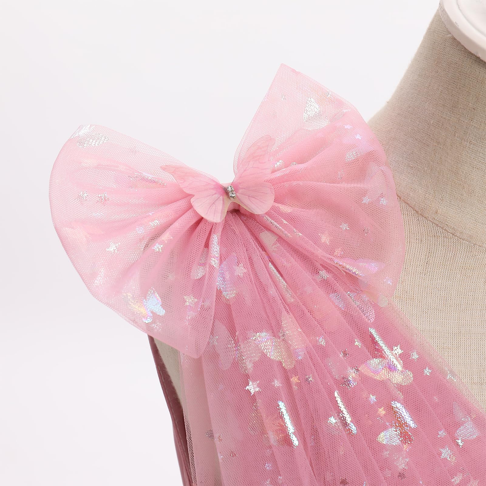 IMEKIS Schmetterlingskleid für Kleinkinder, Kinder, Mädchen, glitzernde Pailletten, Tüll, Hochzeit, formelle Geburtstage, 2–10 Jahre