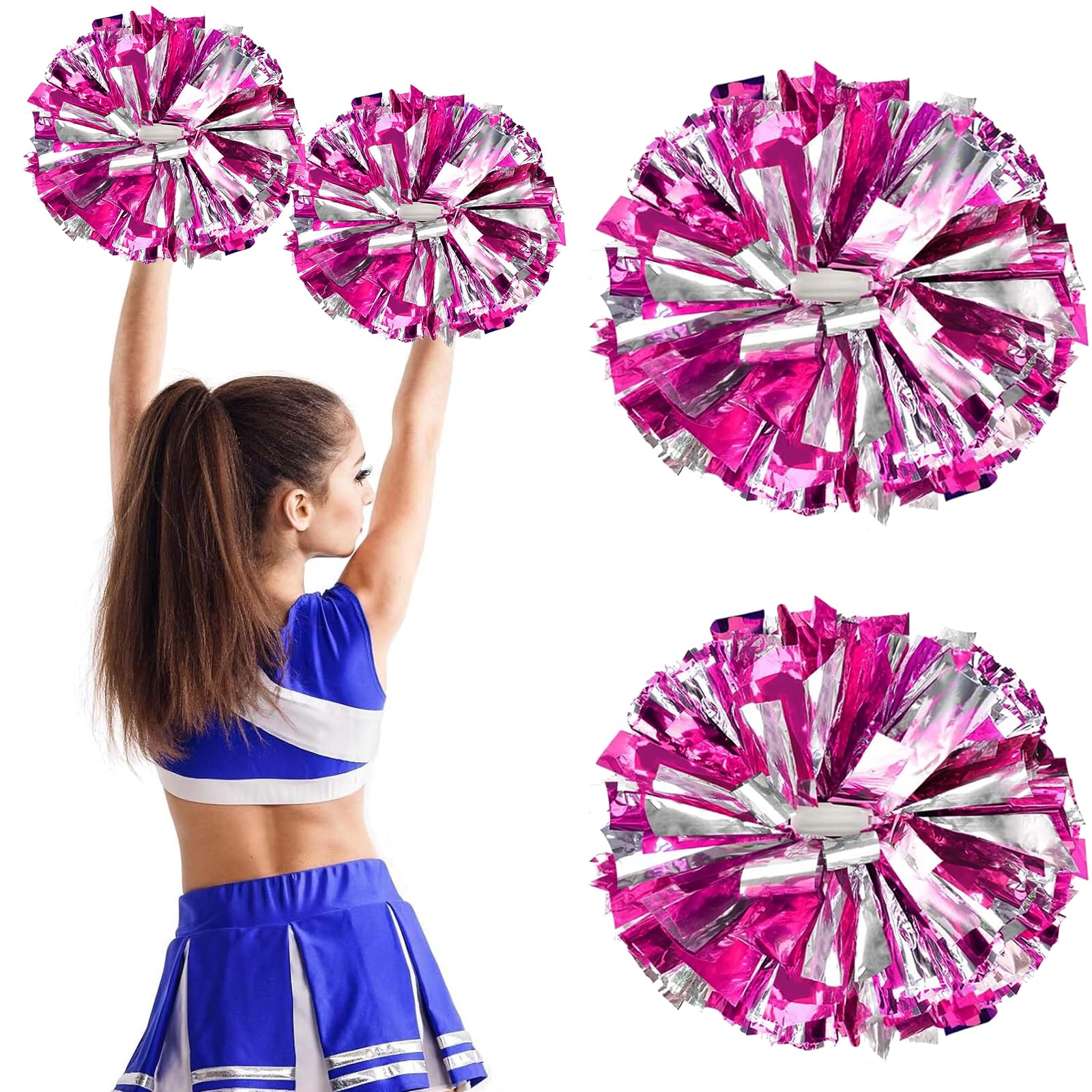24 Pack Metallic Cheerleading Pom Poms Met Plastic Handvatten Voor Volwassenen Kinderen Team Dans Accessoires