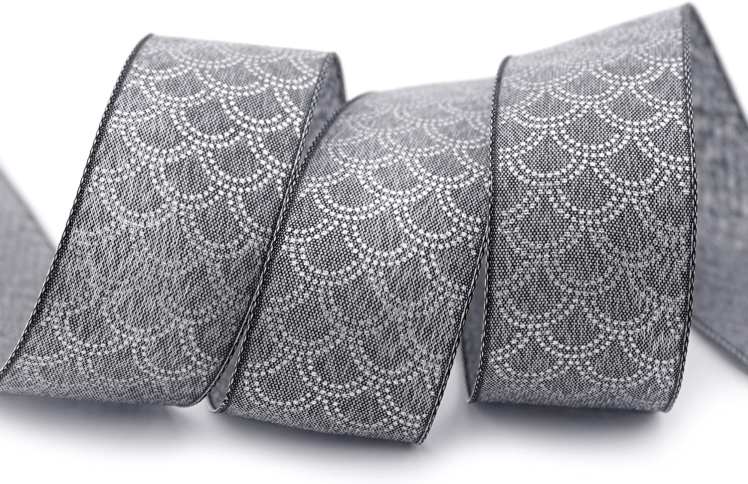 20 m x 40 mm Decorative Ribbon David Grey Silver Ribbon Anthracite Fabric Ribbon with Dimensionally Stable Edges Lurex Shiny Ribbon Gift Ribbon Christmas Birthday Decorating Cotton Look Single Sided