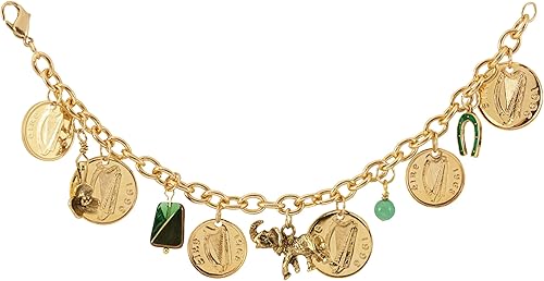 American Coin Treasures Pulsera de monedas irlandesas con dije de moneda en capas, Gris