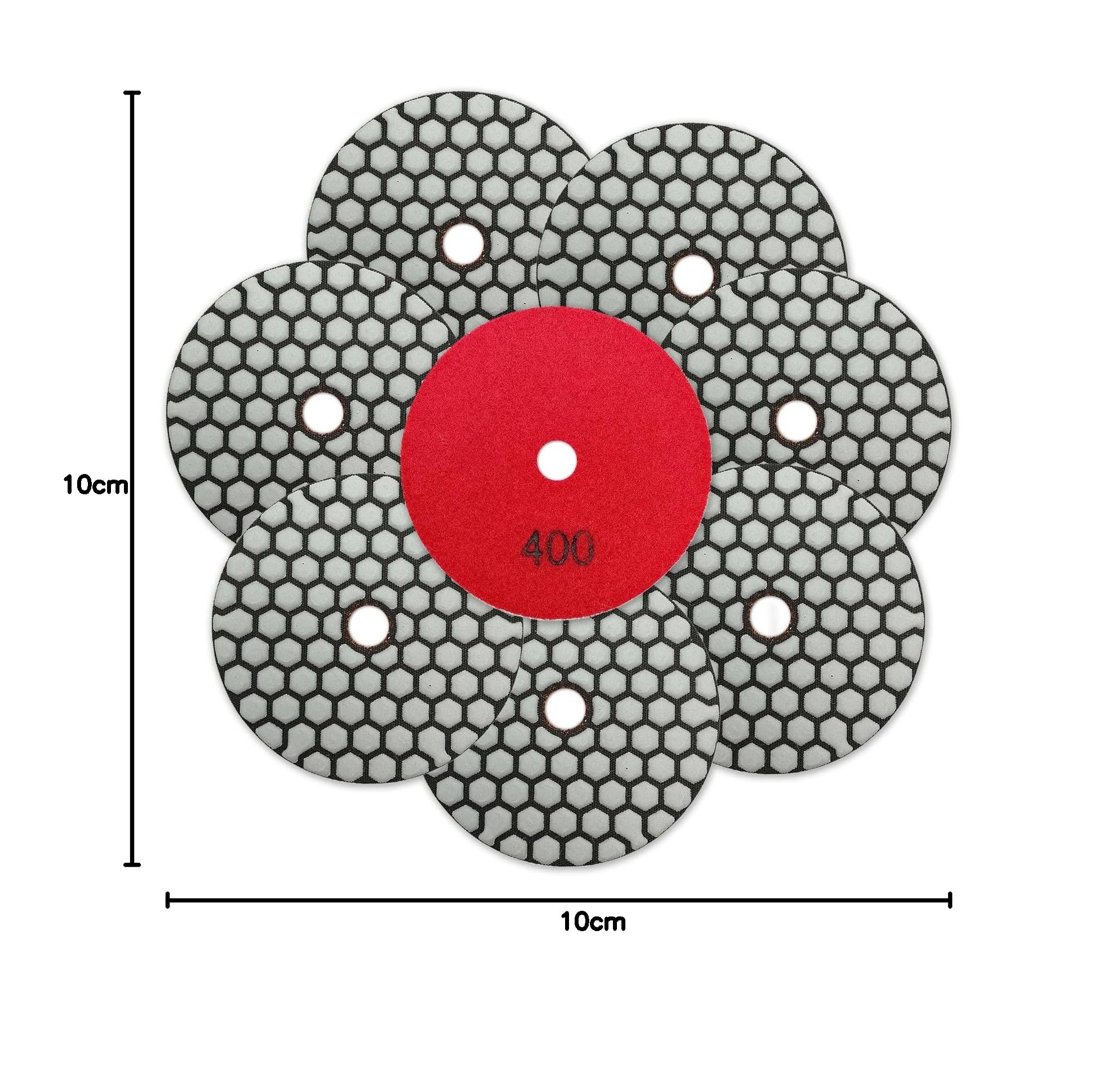 SHDIATOOL Suche diamentowe podkładki polerskie - 8 sztuk ziarnistość 400 100 mm zestaw do polerowania granitu, marmuru, sztucznego kamienia, kwarcu do szlifierek kątowych
