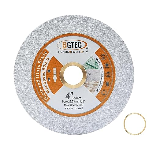 BGTEC Disco de corte de vidrio - Cuchilla de corte de diamante de 4 pulgadas y 3.937 in para vidrio, jade, cristal, botella de vino, azulejos de