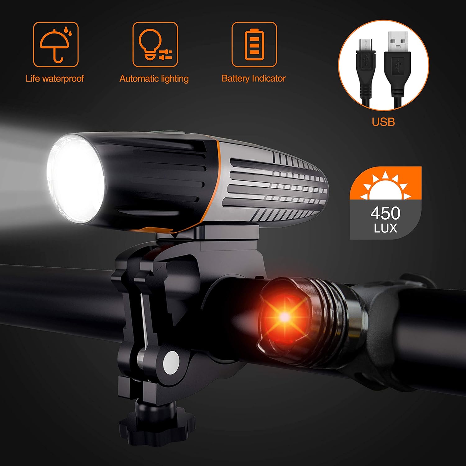 luci della bicicletta di torrente