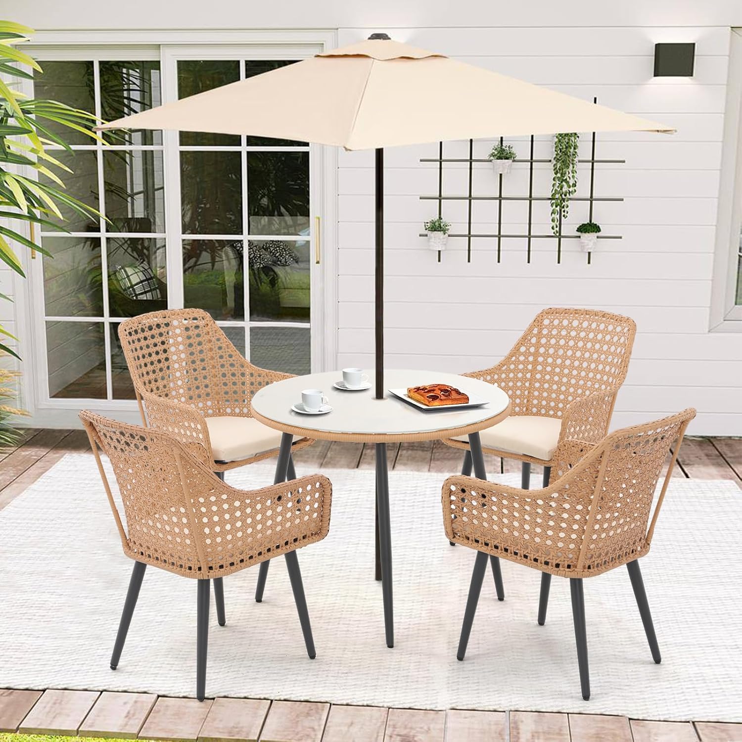 Jardina Wicker Patio Dining Sets 5 Pieces Outdoor Dining