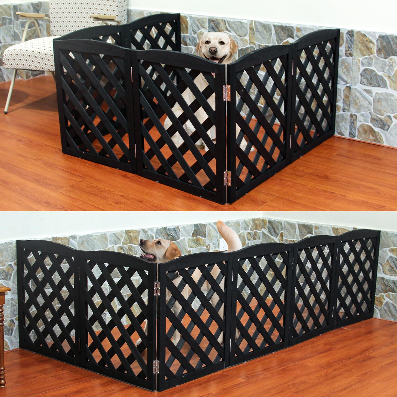 ZJSF Foldable Indoor Dog Gate For House Freestanding