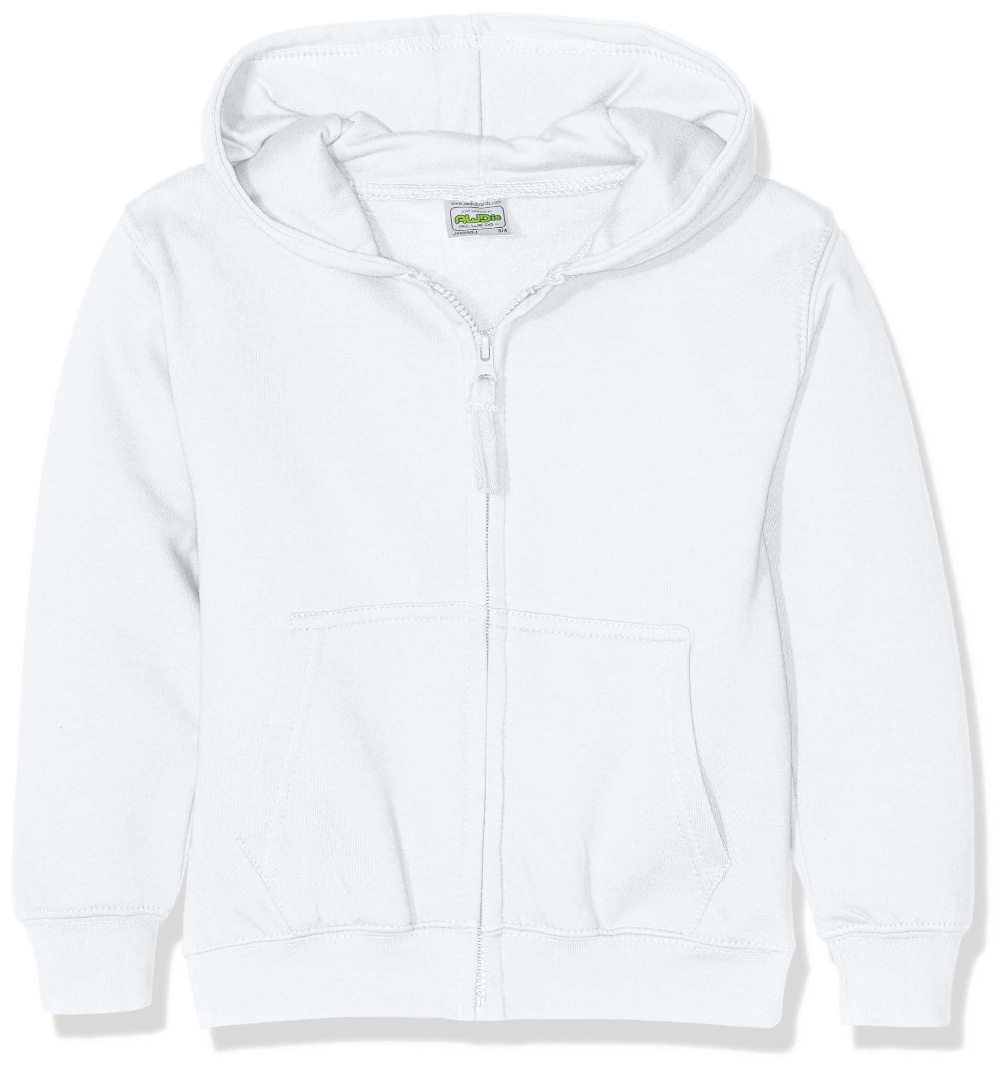 AWDis Boy's Kids Zoodie Hoodie, White (Arctic White), Large