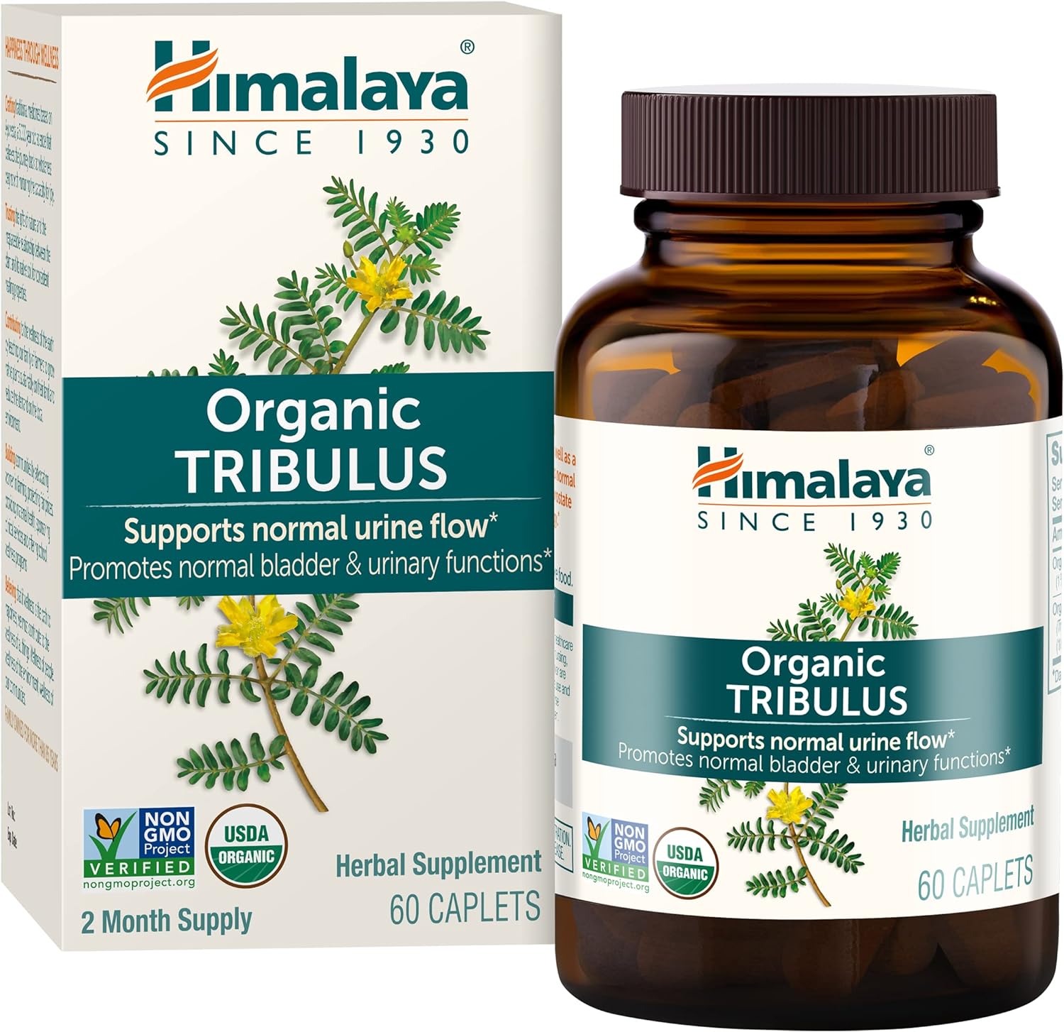 Himalaya Organic Tribulus Terrestris, Herbal Supplement for Urinary Support and Flow, Bladder Function, Prostate Support, Stamina, Male Energy, Non-GMO, USDA Organic, Vegan, 688 mg, 60 Caplets Himalaya Organic Tribulus Terrestris, Herbal Supplement for Urinary Support and Flow, Bladder Function, Prostate Support, Stamina, Male Energy, Non-GMO, USDA Organic, Vegan, 688 mg, 60 Caplets