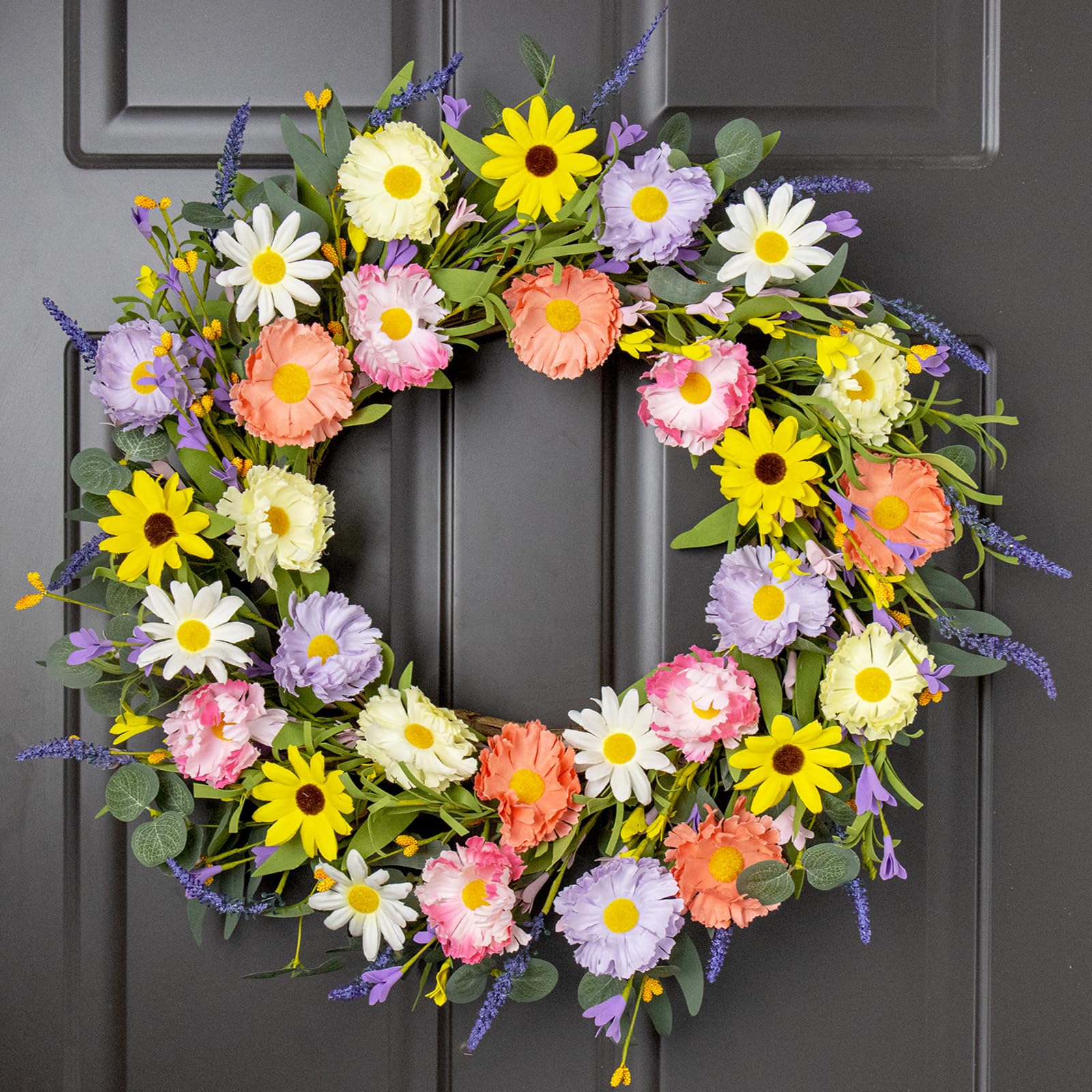 VioletEverGarden 22-Inch 6-Color Daisy Wreath
