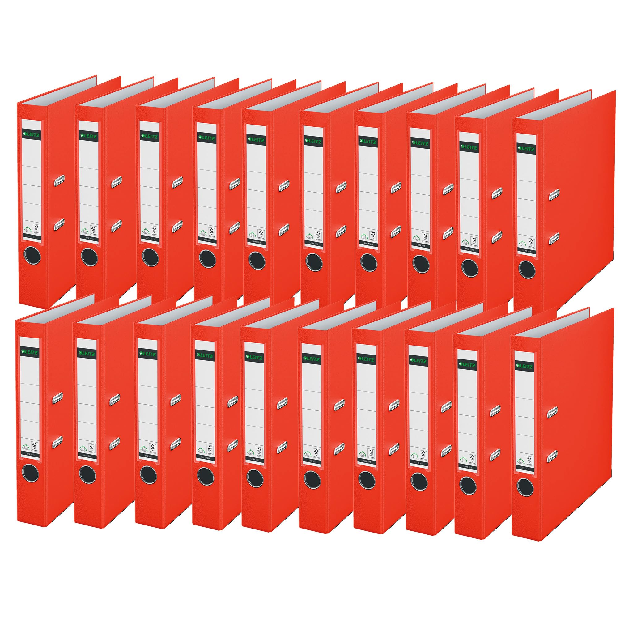 Leitz - Raccoglitore ad anelli in plastica a leva a 180°, 50 mm, colore: rosso, plastica, A4