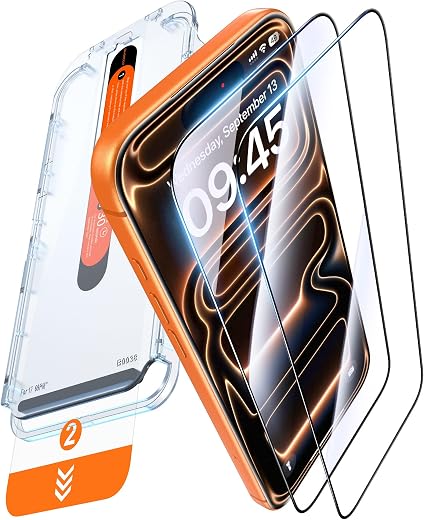 [4+2 Pack] [Auto Alignment Kit] Screen Protector Compatible iPhone 13 Pro Max 6.7'' with Camera Lens Protector [10X Military Protection]...