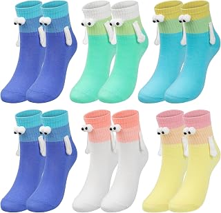 6 Pairs Holding Hands Socks Magnetic Hand in Hand Socks Funny Cute Socks for Women Men Friend Bestie Holiday Birthday Party Favors