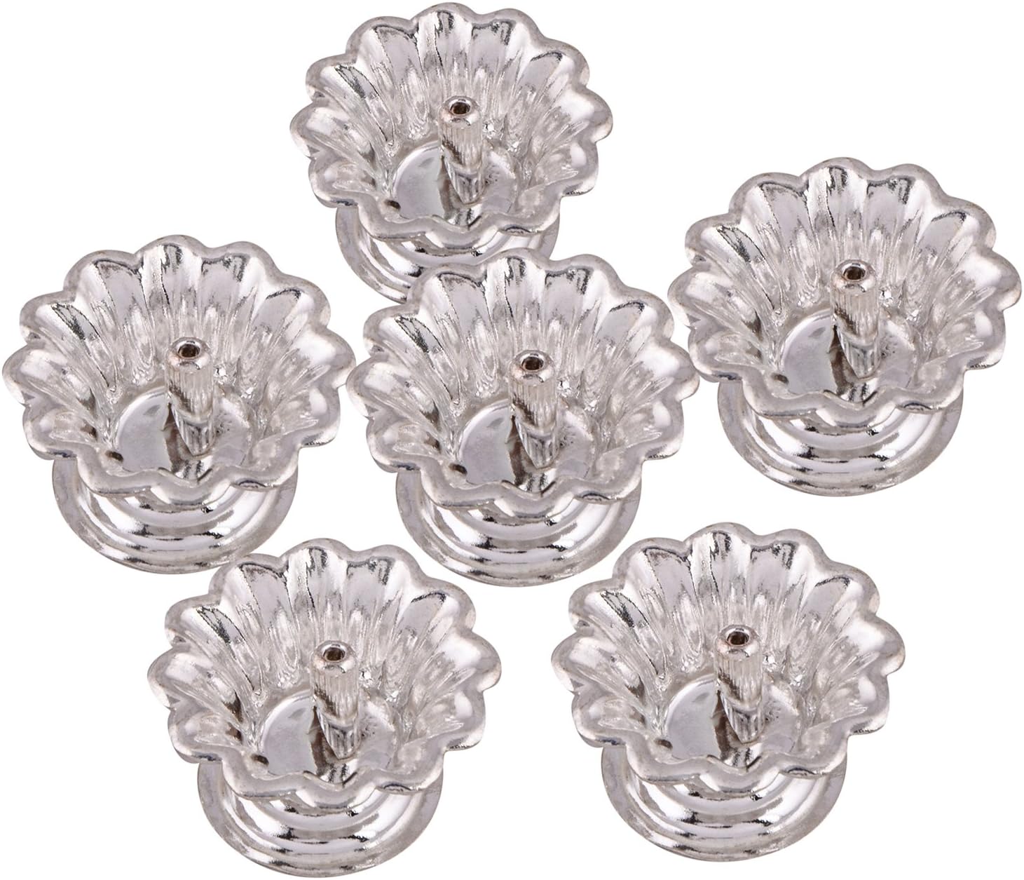 Silver Plated Set of 6 Devdas Deepak 6 Pcs. Standard