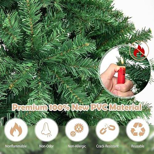 Miniatura 5 de DREAMADE Árbol de Navidad artificial de 6 pies, árbol de Navidad de abeto clásico sin iluminación con 1000 puntas de ramas de PVC, fácil de montar